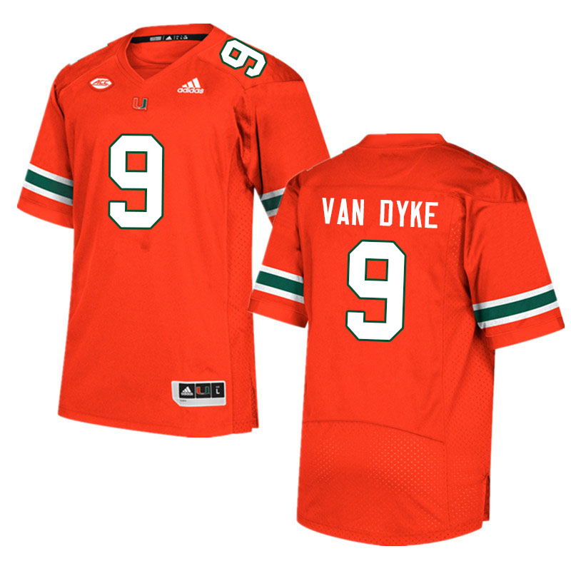 Men #9 Tyler Van Dyke Miami Hurricanes College Football Jerseys Sale-Orange